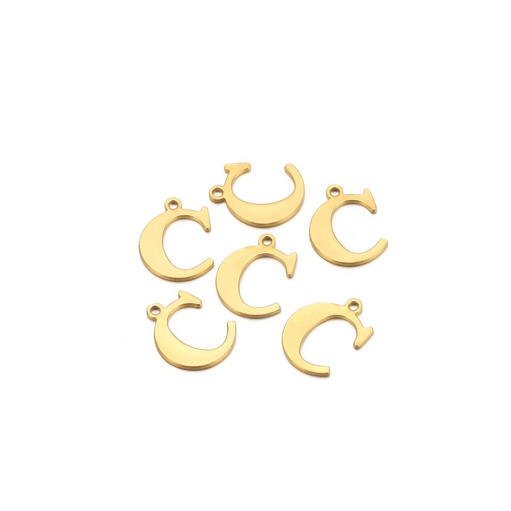 30pcs Stainless Steel Gold Color 26 Letter Pendant Alphabet Charms Necklace Pendant Bracelet Making Earring Findings DIY Jewelry