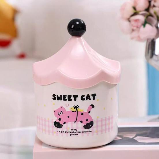 Desktop Storage Organizer Trash Can with Flip-top Lid, Macaron Colors Castle Roof Shape, Mini Plastic Waste Basket Decorative Bin for Office Desk And