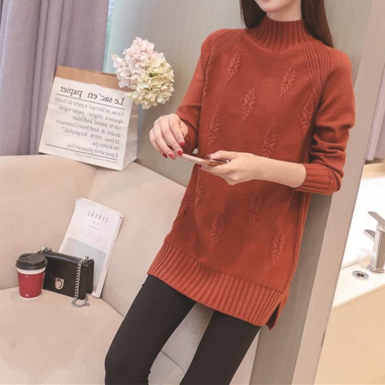 Women's Winter High Neck Vintage Sweater Plus Size Casual Pullover Knit Long Sleeve Printed Long Sleeve
