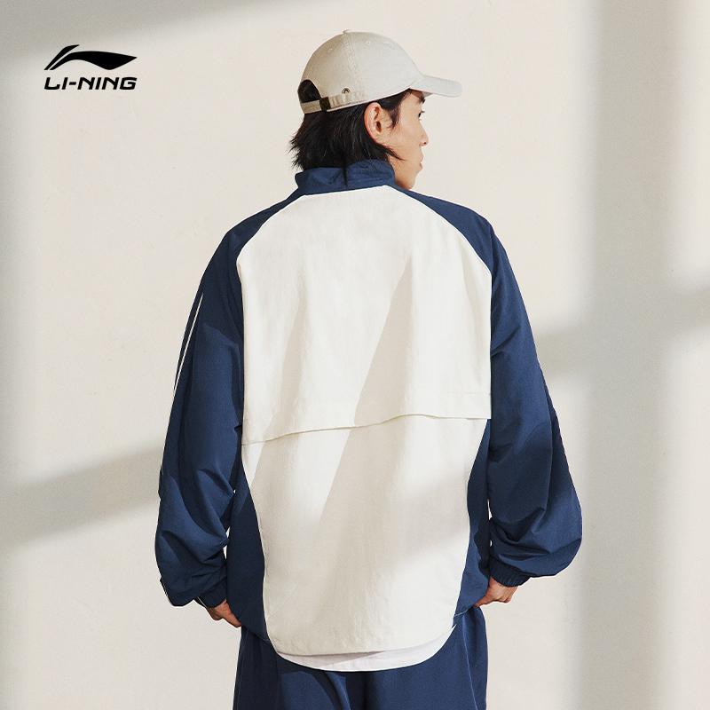 Li-Ning Ветрозащитная водоотталкивающая цветная блочная буква принт свободный воротник молния спортивная куртка унисекс куртка Off-White AJDT741-5