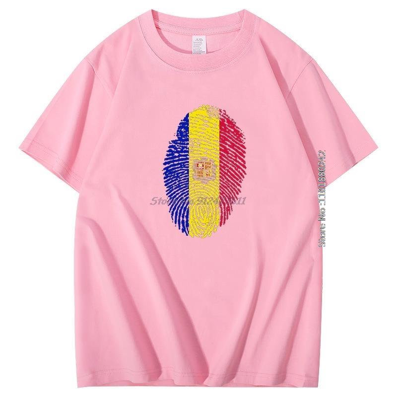 Summer T Shirt For Men Andorra Fingerprint Flag Breathable Printing Graphic T Shirts Cotton Short Sleeve Tshirt Mens Clothing