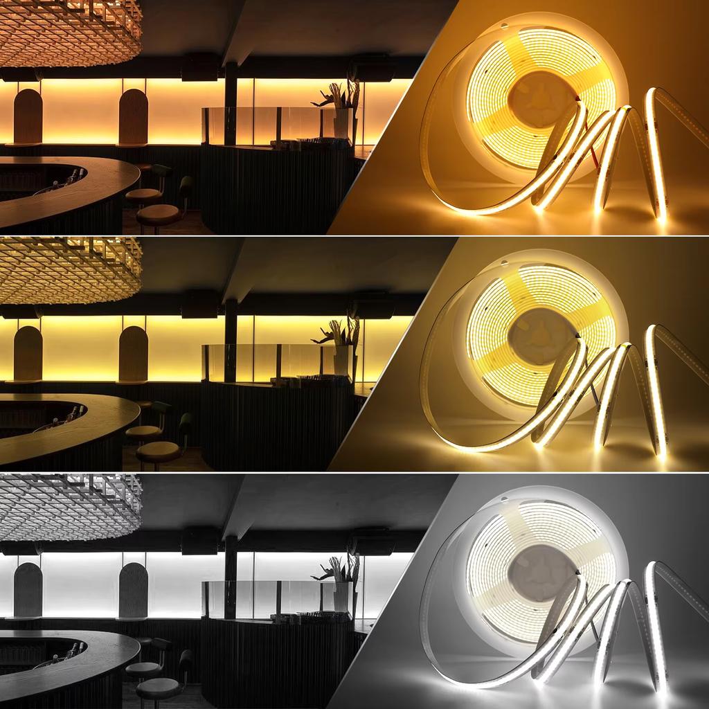 3mm 5mm 8mm Wide COB LED Strip 5V 12V 24V 320 LEDs High Density Flexible Self Adhesive Linear Lighting Tape