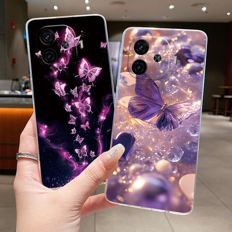 Case For Vivo IQOO Z9 Turbo Turbo+ Neo 10R Capa Flower Butterfly Protective Shell For Vivo Y200 GT Soft Silicone TPU Phone Cover