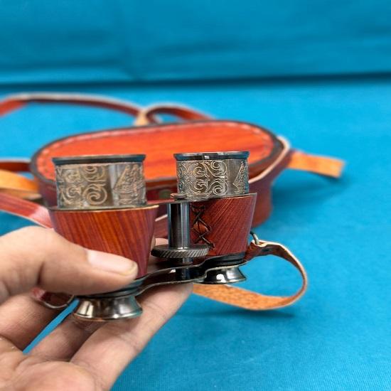 Maritime Brass Binocular Nautical  Spyglass Scope with Genuine Leather Box Hanging  Nautical  Monocular