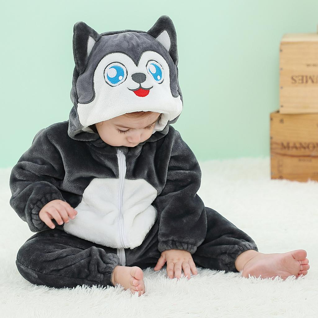 Baby Rompers Kigurumi Animal Leopard,Husky,Giraffe Cosplay Hooded Warm Pajamas for Toddler Boys Girls Clothes Newborn Sleepwear Pyjama Clothing