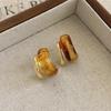 Amber Coffee French Retro Luxury Earrings - Women's Elegant Studs with Niche Design