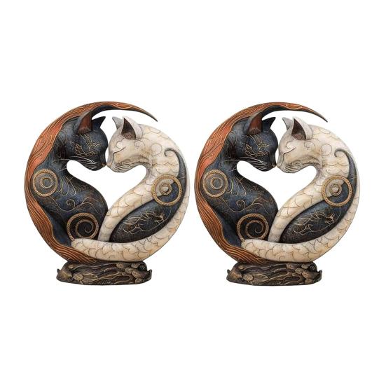 1/2 шт. Черно-белая фигурка кошки в китайском стиле, искусство инь-янь, статуэтка кошки, полимерная скульптура, украшение для дома, офиса, настольное украшение