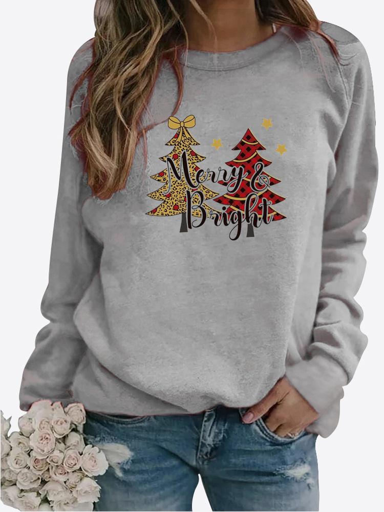 Женский осенне-зимний пуловер с рождественским принтом, блузка, повседневный свитер, топы с длинными рукавами, футболка, женская круглая шея