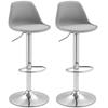Set of 2 Bar Stools with Backrest and Footrest. 38x42x82-104cm. Gray