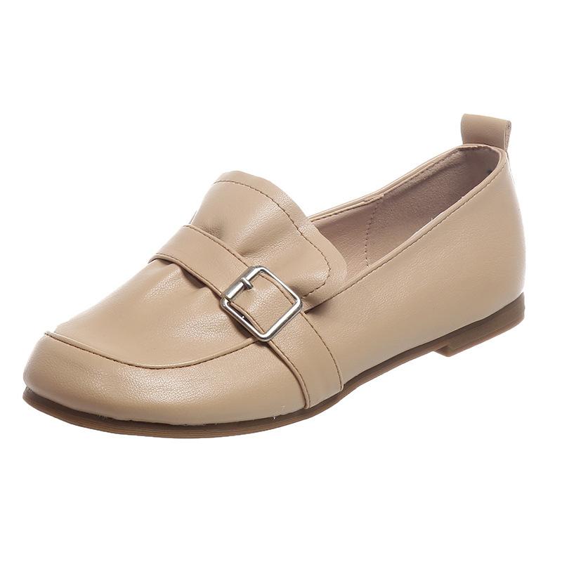 Большие размеры Квадратная головка Мягкая подошва Яйцо-ролл Туфли Женские плоские туфли Bean Slip-on 2024 Весна и осень Новые повседневные лоферы