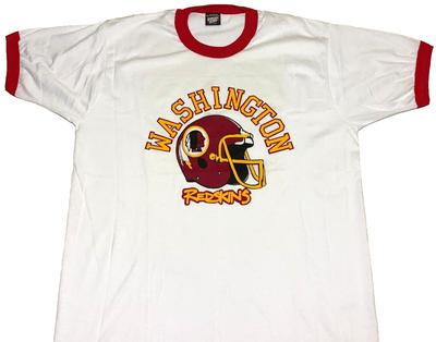 Редкий! Футболка с контрастными манжетами и воротником Washington Redskins NFL Новая! Унисекс футболка с одинарной строчкой, размер XL