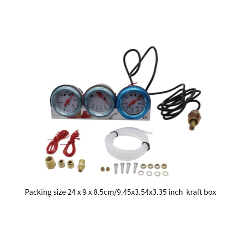 Car Triple Gauge Professional Easy to Install for 12V Vehicles Replacement Universal Auto Accessories Voltmeter Water Temp Gauge