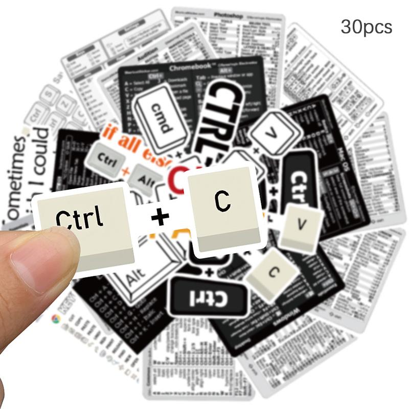 30Pcs Windows+ Word/Excel /Adobe Photoshop Keyboard Guide Shortcut Sticker