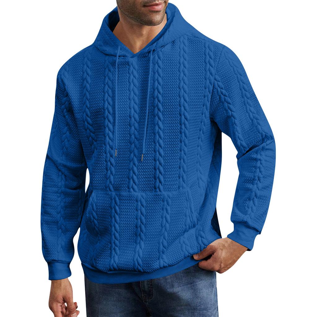 Мужская мода однотонный вязаный свитер с капюшоном и завязками с длинными рукавами