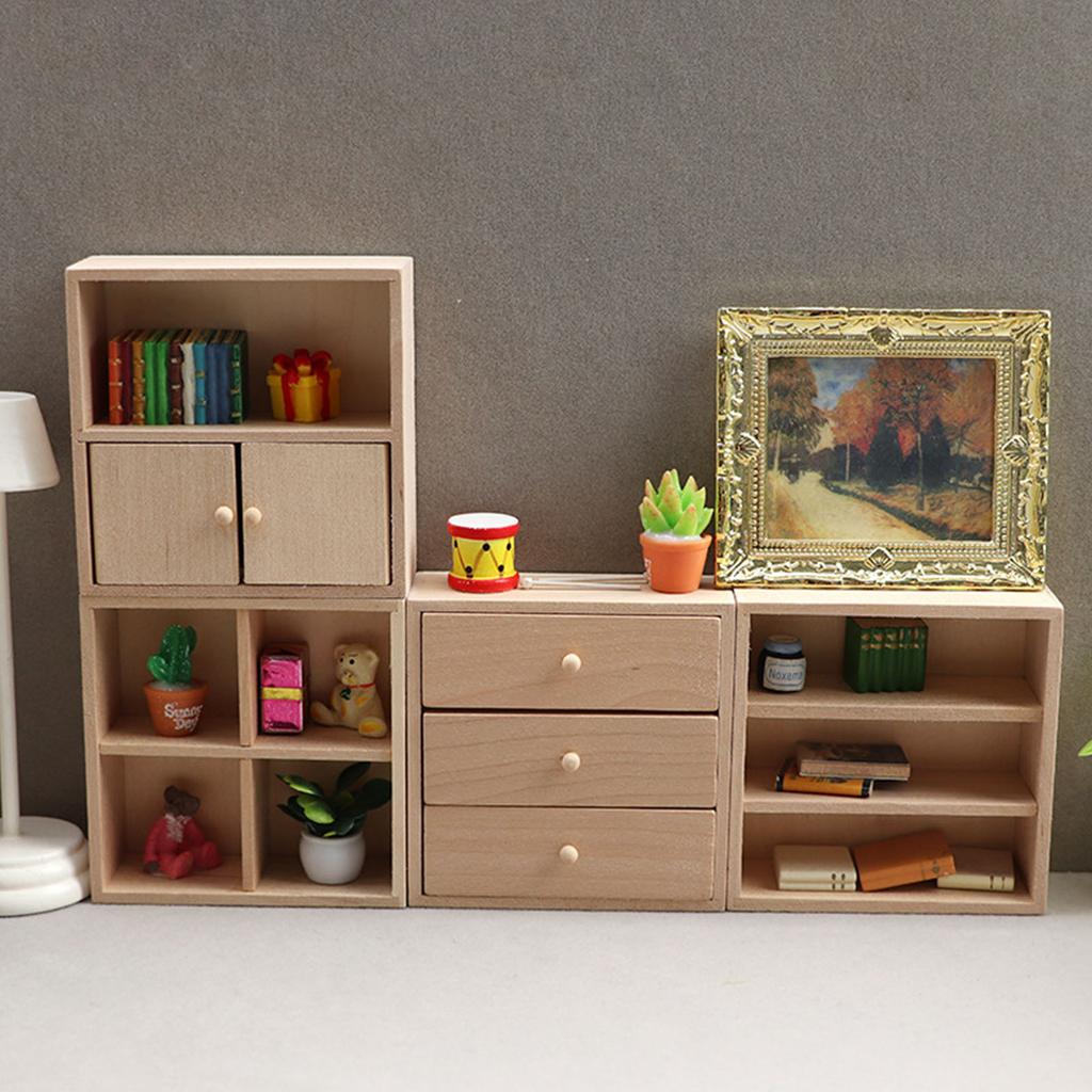 Реалистичная деревянная полка Реалистичная модель игрушки витрины для ролевых игр Винтажная выставочная полка 1:12 Кукольный Дом