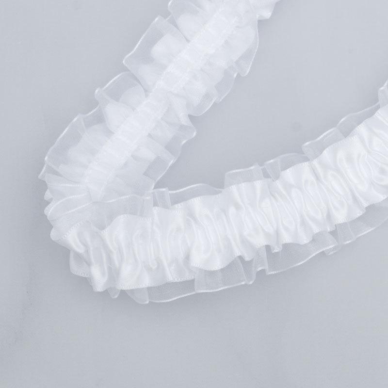 Элегантная двойная полиэстеровая эластичная лента прозрачный шифон кружево Лолита юбка аксессуары ручной работы сделай сам оборки кружева украшения для дома