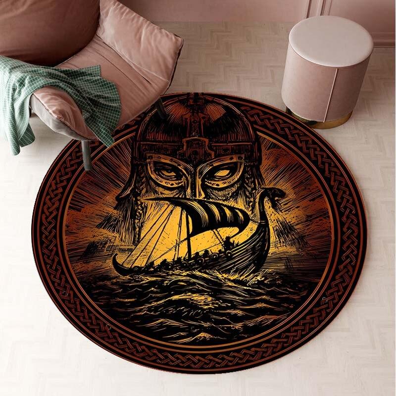 Винтажный ковер Nordic Viking, круглый коврик, круглый ковер, коврик для ванной, черный коврик, украшение для дома, коврики для кухни, ковры для гостиной