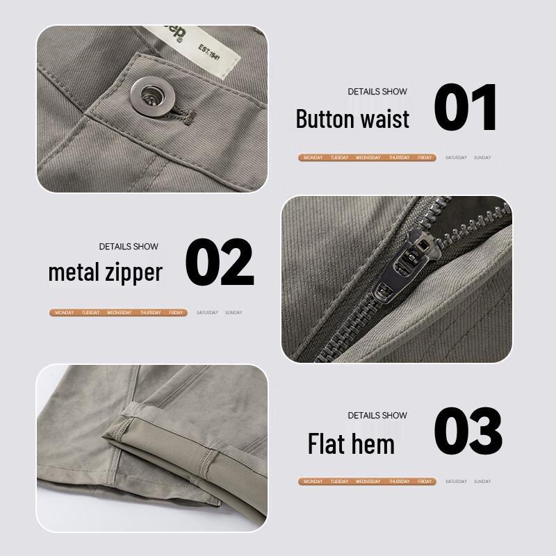 JEEP Men's American Retro Loose Wide-Leg Textured Casual Pants