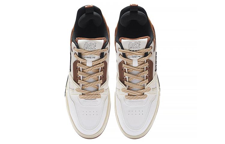 Li Ning 001 BTC 001 BTC Низкие кеды для скейтборда Мужские Бело-коричневые AGCS103-5