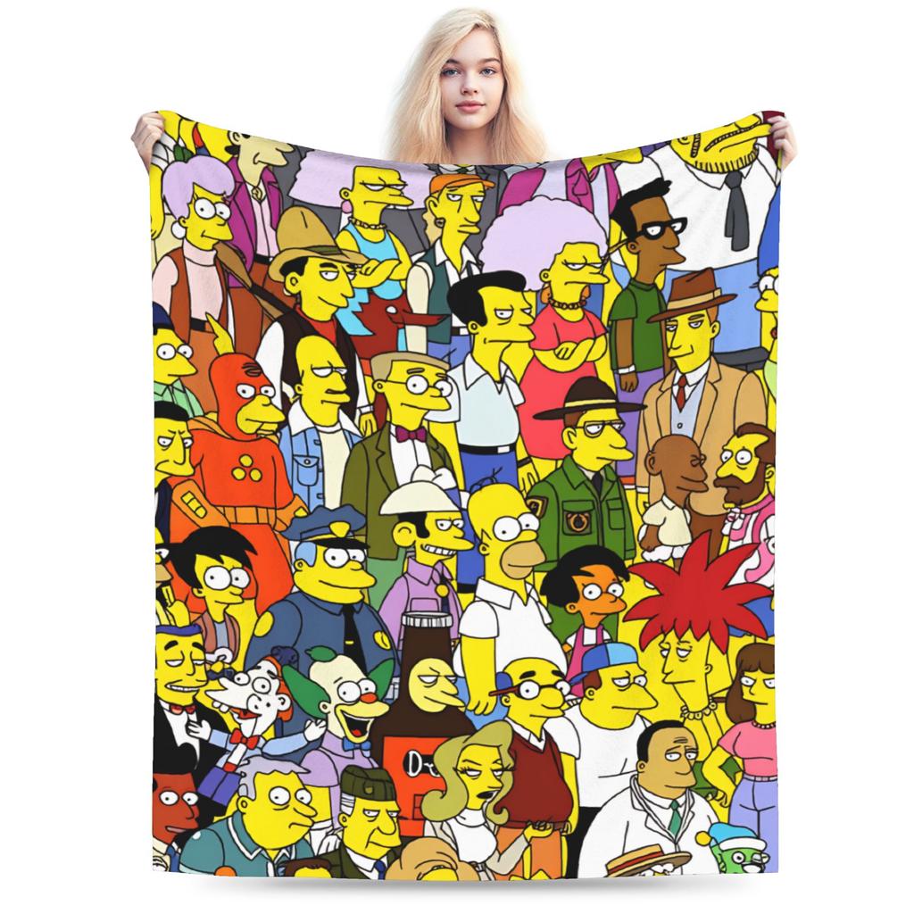 Bart S-Simpsons Bedding Throws Soft Cozy Funny Blanket For Living Room Picnic Flannel Bedspread Bed Cover