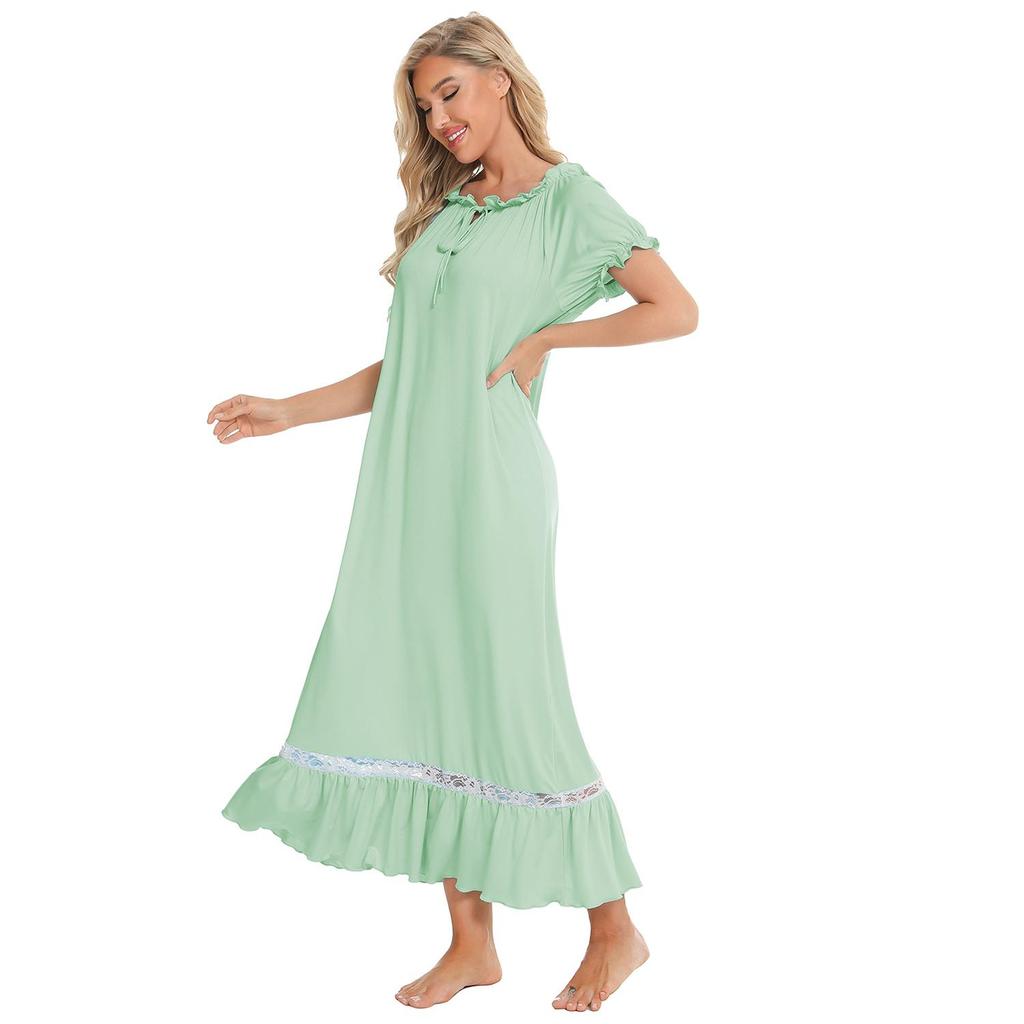Pajamas for Women Short Sleeve Night Sleep Dress Comfy Loose Casual Lounge Wear Spring Summer Autumn Nightgowns