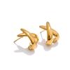 Yhpup Minimalist Metal X-Shape Stud Earrings PVD Plated Daily Stainless Steel Attractive Fashion Jewelry for Women