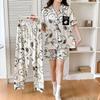 Cartoon cute pajamas couple outfit one man and one woman spring and autumn pure cotton long-sleeved thin teen men's loungewear