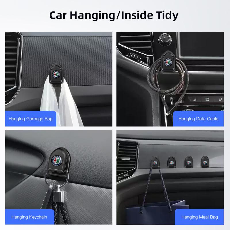 Car Interior Mini Metal Hook Car Logo Paste Freely Storage Bracket For Alfa Romeo Giulietta Mito 159 Giulia Stelvio 156 147 tkj852