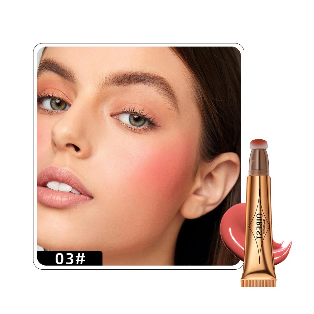 QIBEST 1PCS Liquid Blush Velvet Matte Blusher Face Pigment Lasting Beauty Natural Cream Cheek Tint Orange Peach Blush Makeup 15g