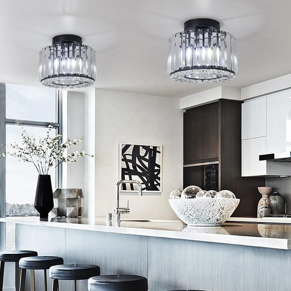 German Warehouse Low MOQ Modern Iron Fixtures Round Crystal Chandeliers Ceiling Lights for Home Office