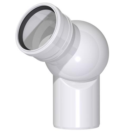 White Sewer Elbow 50 Mm, Angle Adjustment Ball