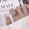 Sea Blue Love Dripping Oil Irregular Folds Personalized Ring Niche Design Cold Wind Couple Open Ring Gift