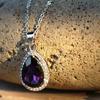 Ожерелье с подвеской Huitan Waterdrop Purple CZ, свадебное, годовщина, вечеринка, темперамент, элегантные женские аксессуары, модные ювелирные изделия