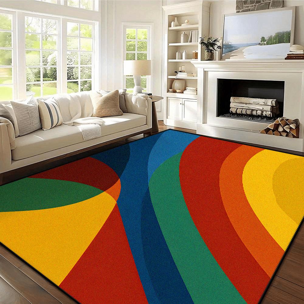Multicolour Abstract Rugs for Bedroom Carpets for Living Room Easy Care Cloakroom Non-slip Floor Mat Large Area Lounge Carpet