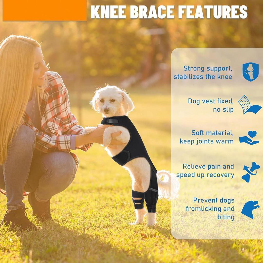 Knee Brace For Dogs Adjustable Knee Wrap Dog Back Leg Support With 4 Metal Stabilizers For Hiking Exercise Outdoor Activities