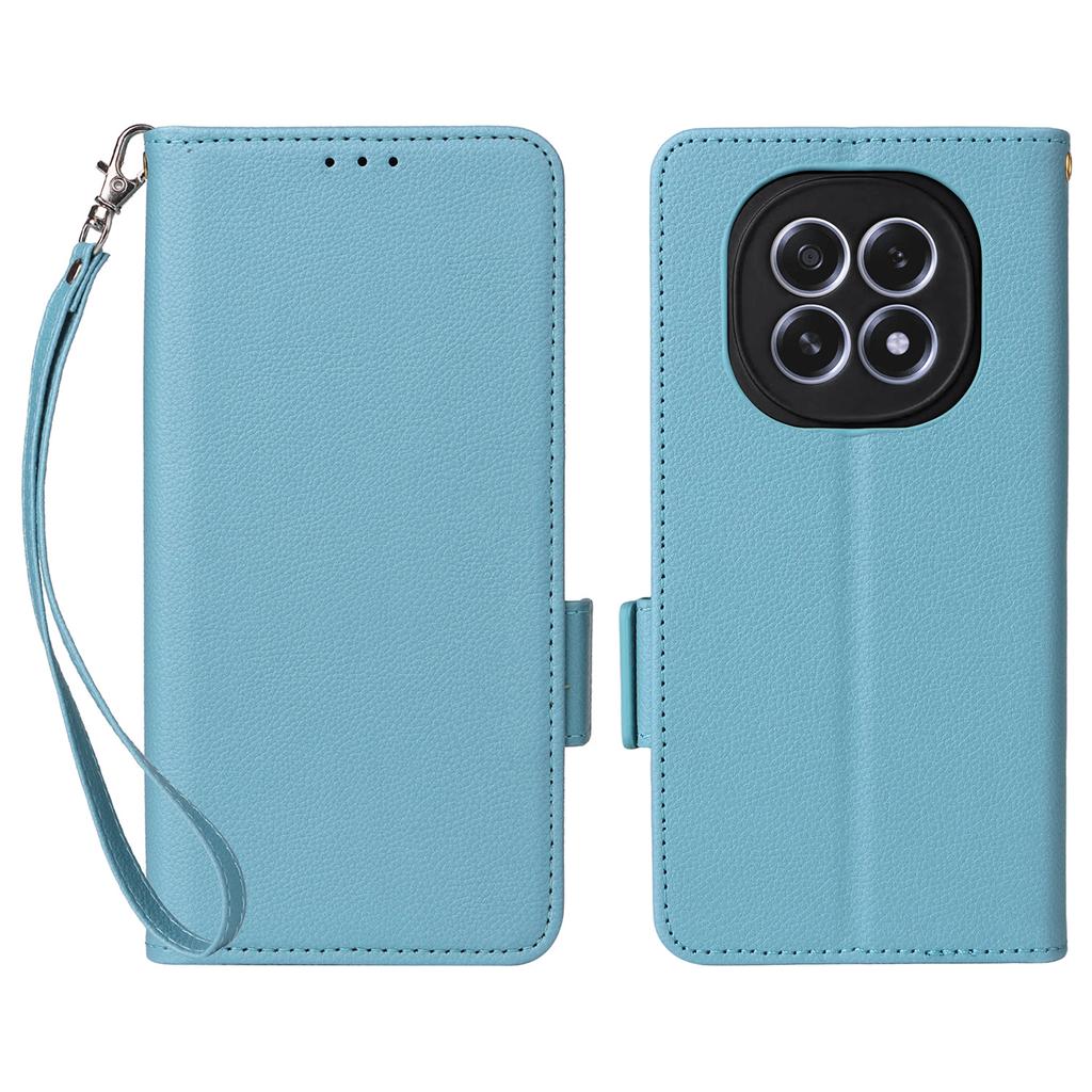 For Oppo F29 5G/A5 5G Case with Wrist Strap Litchi Texture PU Leather Wallet Phone Cover