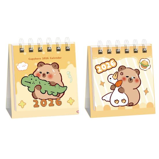 Мини настольный календарь на 2026 год Каваи Дельфин Медведь Кот Изображения Офисный декор со спиральным переплетом