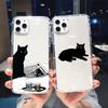 Горячий Мультяшный Кофе Черный Кот Чехол для Телефона Для iPhone 14 15 16 Pro Max 13 11 12 Mini X XR 7 8Plus Ударопрочный Прозрачный Мягкий Чехол-Оболочка