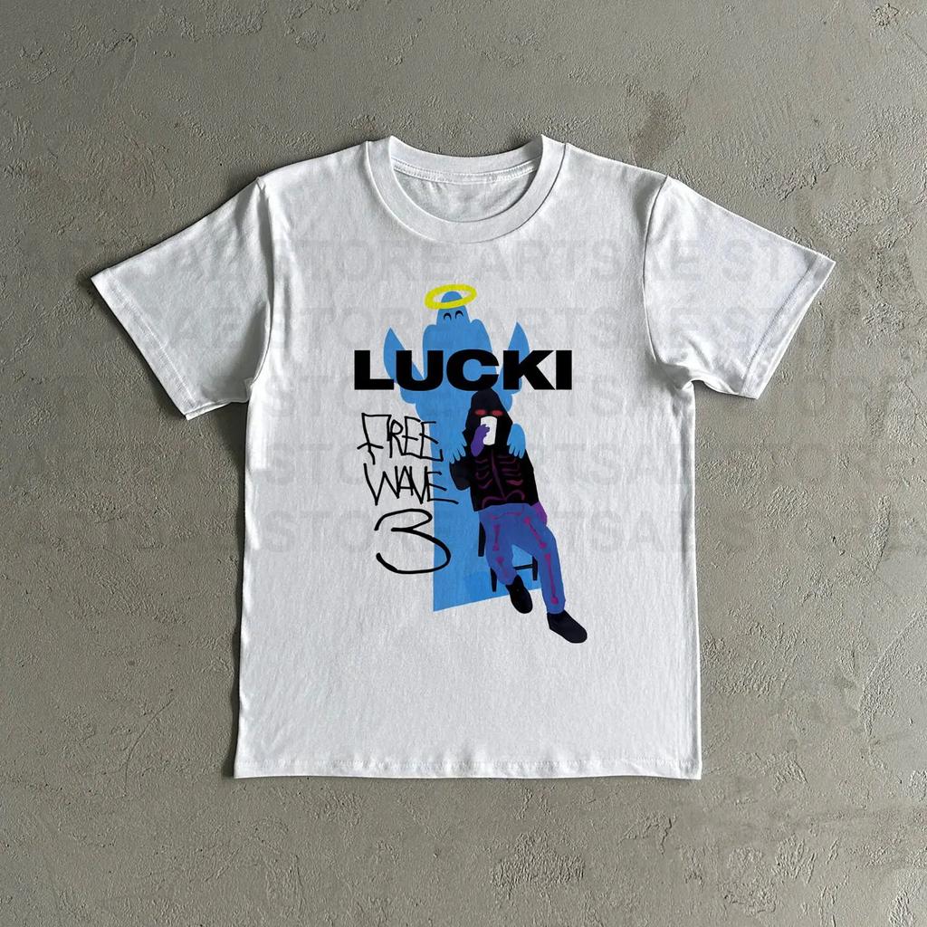 Lucki Freewave 3 Heavy Cotton T Shirt Vintage Washed Streetwear Versatile Fashion Stylish Homme Soft Casual