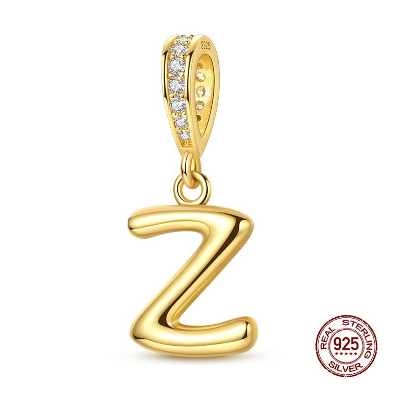 Новинка Оригинальные Шармы Медь 26 Золотых Букв А-Я Шарм-Бусина Подходит для Оригинального Браслета 3 мм для Женщин DIY Модная Бижутерия Подарок