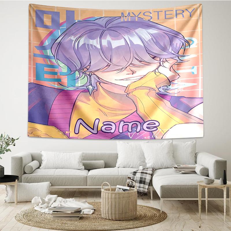 Custom Name Saja Boys Print Tapestry, Backdrop, Easy Setup, Ideal for Bedroom, Office & Living Room, with Aesthetic Wall Hanging Decor.