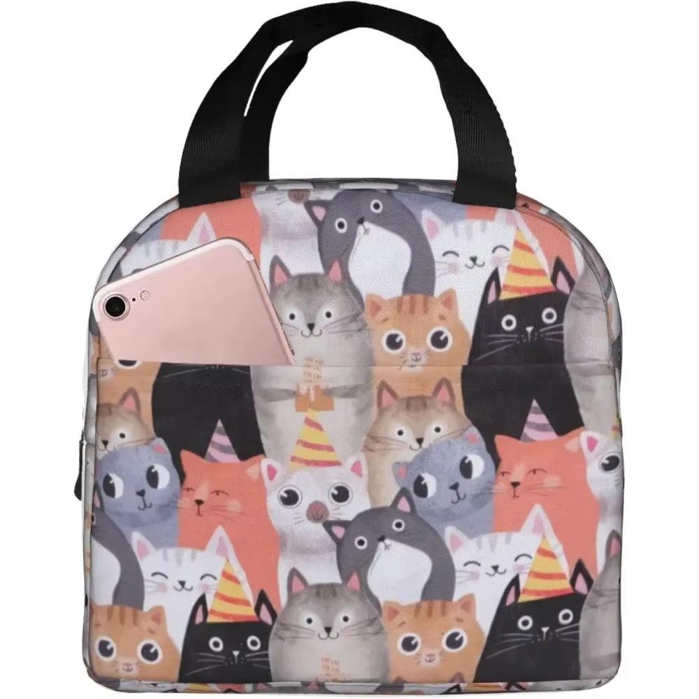 Розовые летние фрукты арбуз ананас кошка термосумка для ланча для девочек многоразовая сумка для ланча портативная сумка-холодильник для ланча