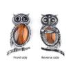Alloy Inlaid Natural Crystal Agate Owl Necklace, Semi-Precious Stone Animal Pendant for Women