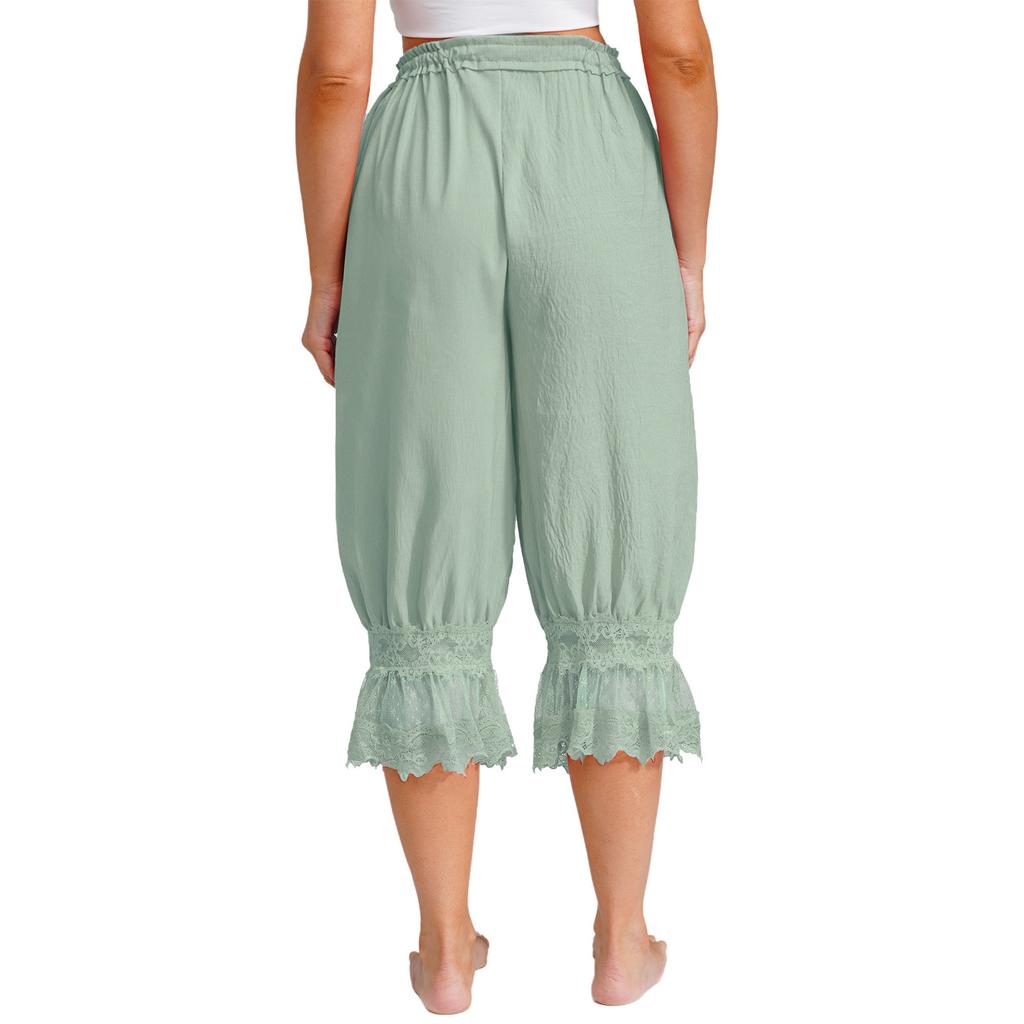 Женские длинные штаны-шаровары для дома, свободные штаны-афгани, эластичный пояс на шнурке, средневековый стиль, брюки миди