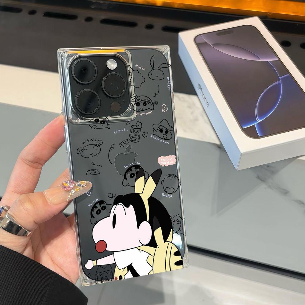 Прозрачный квадратный чехол-накладка для iPhone 14 Pro Max 12 15 Plus 11 16 ProMax 13, защита от окисления, чехол с рисунком мальчика Пикачу