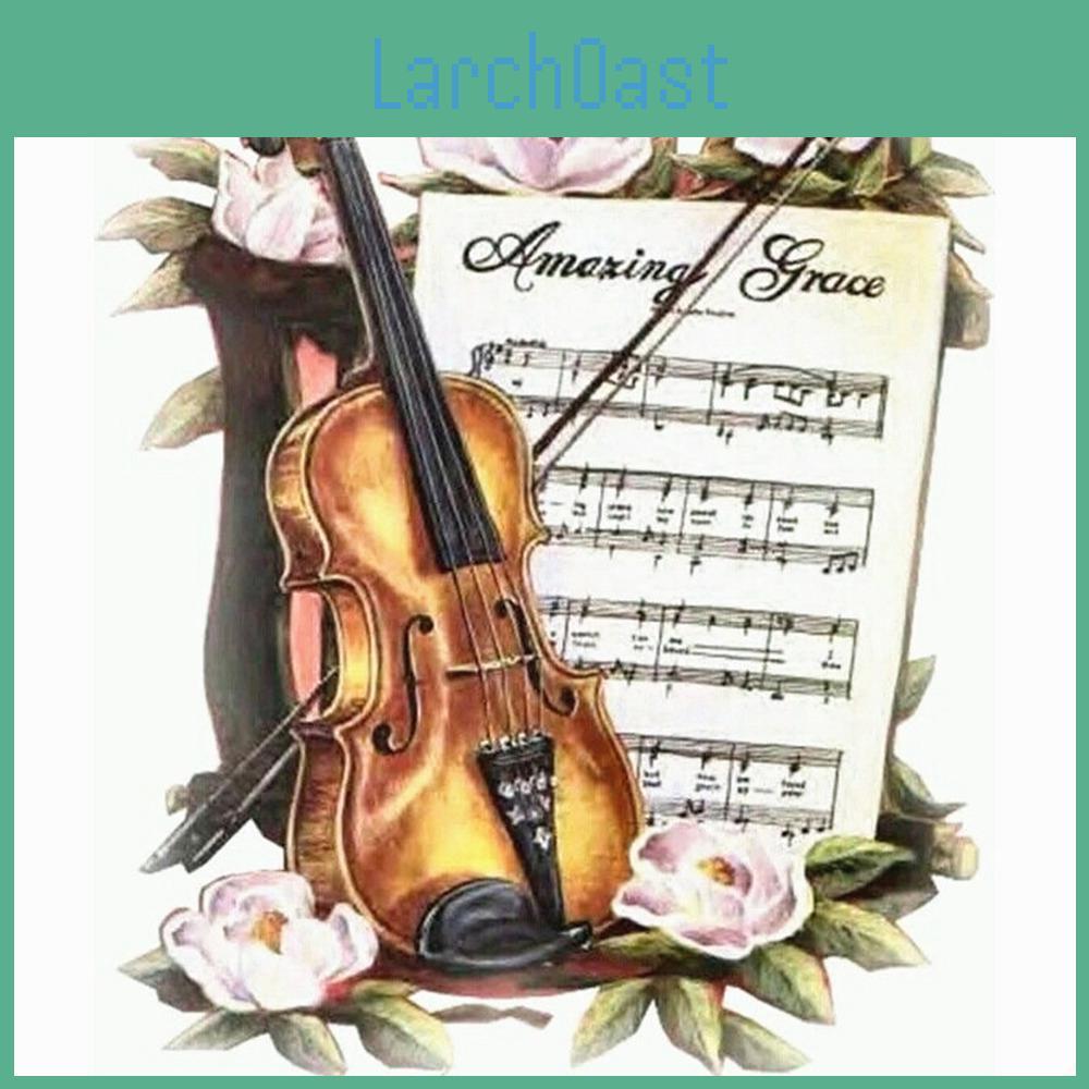 Diamond Round Diy Full Painting Cartoon Guitar Diamond Embroidery Display Picture Of Rhinestones