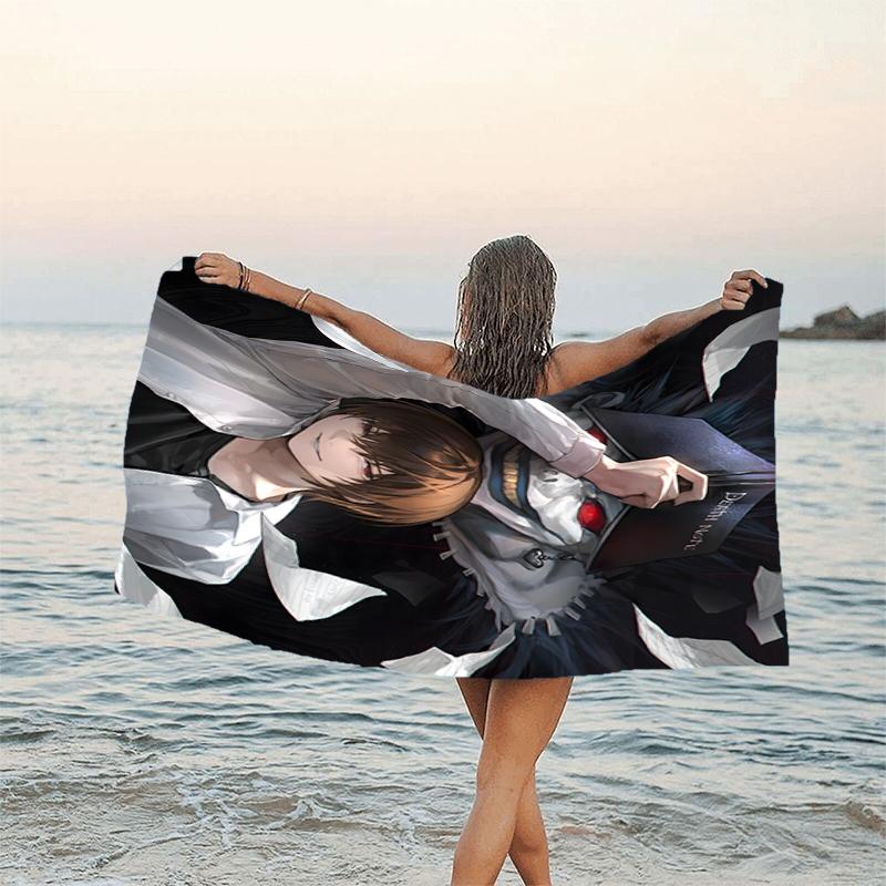 1pc D-Death Note2 Beach Towel, Beach and Seaside Swimming Pool Equipment, Fashion Pattern, Rectangular, Travel Essentials