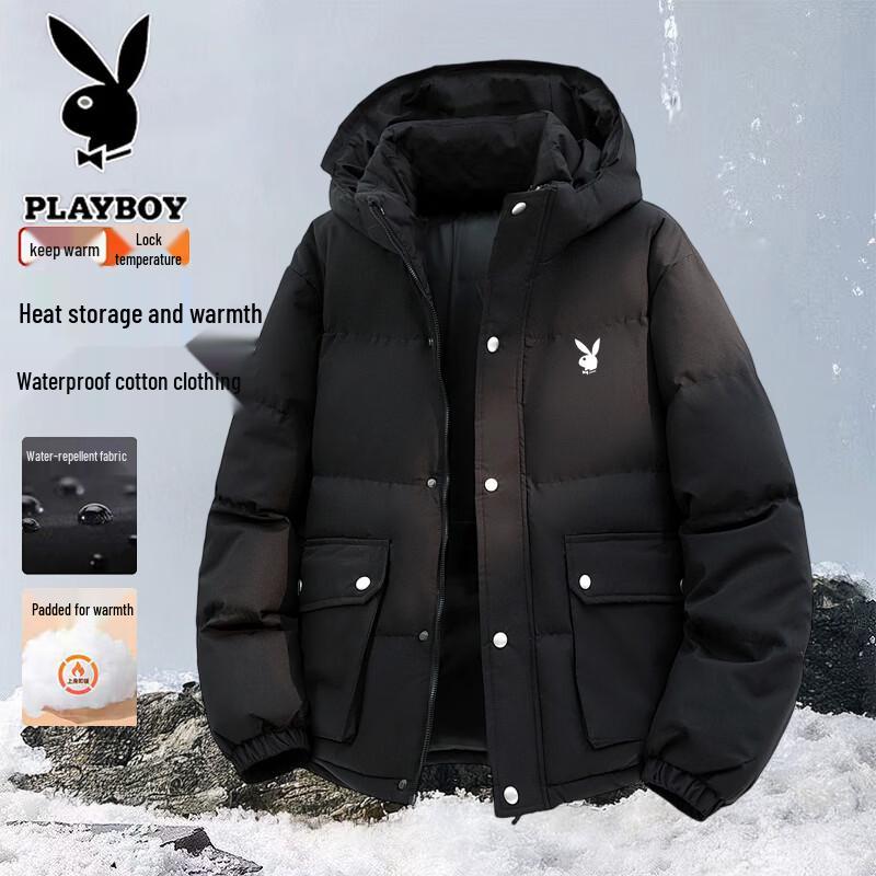 PLAYBOY Мужская осенне-зимняя стеганая куртка-пуховик с капюшоном