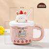Mug Cute Cup with Lid Ceramic Breakfast Couple Coffee Cup Girl Creative Office Water Cup Straw Cup