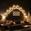 Indoor LED Wall Art 12 Pcs Reindeer Decoration, Christmas Glow Silhouette Lights, 3D Light-Up Self Adhesive Festive Lights Wooden Peel And Stick